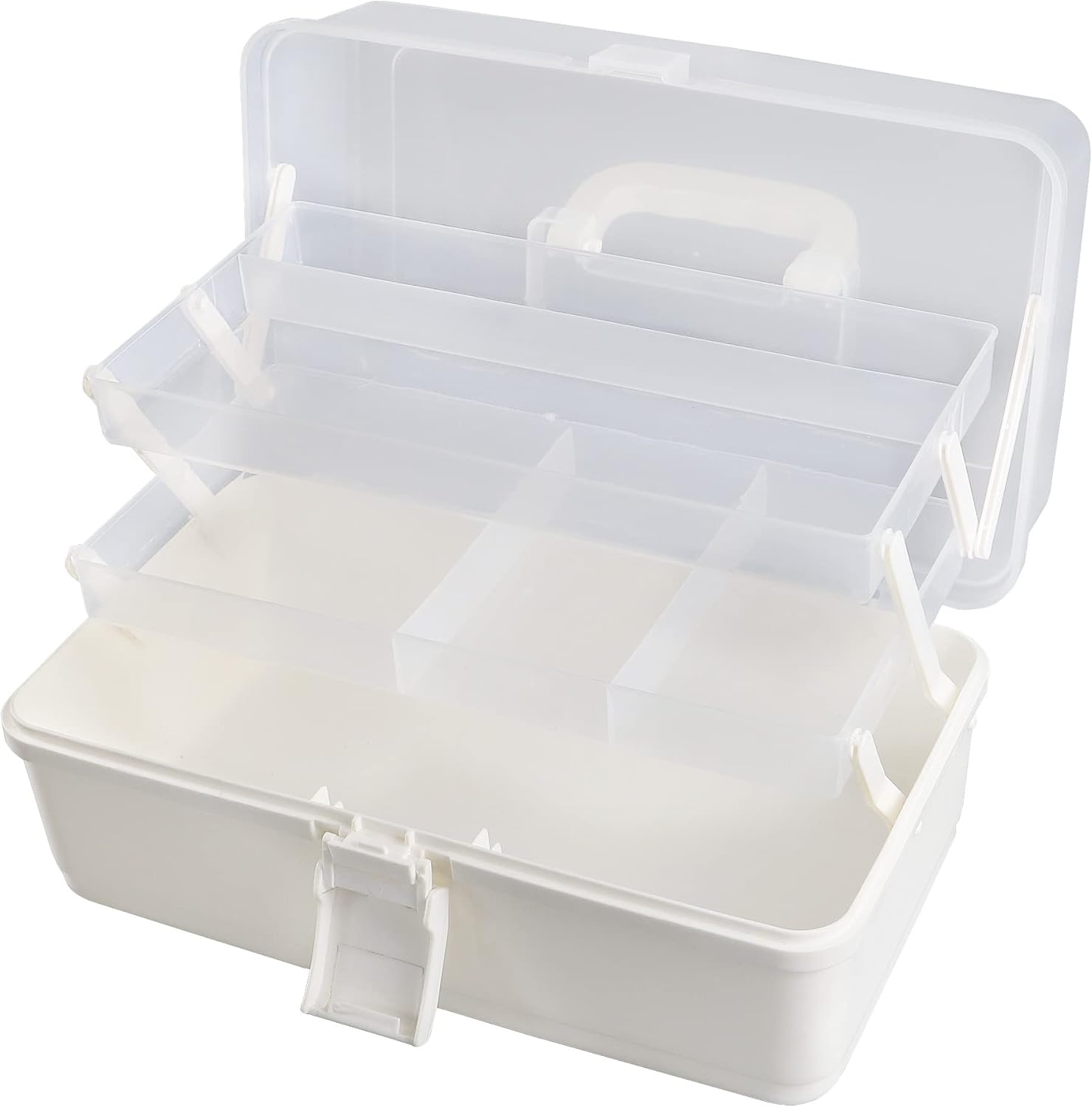 Craft Art Organizer - 3 Layer Storage Box, White, Tackle, Sewing, Hair Supply, Medication, Plastic Tool Box
