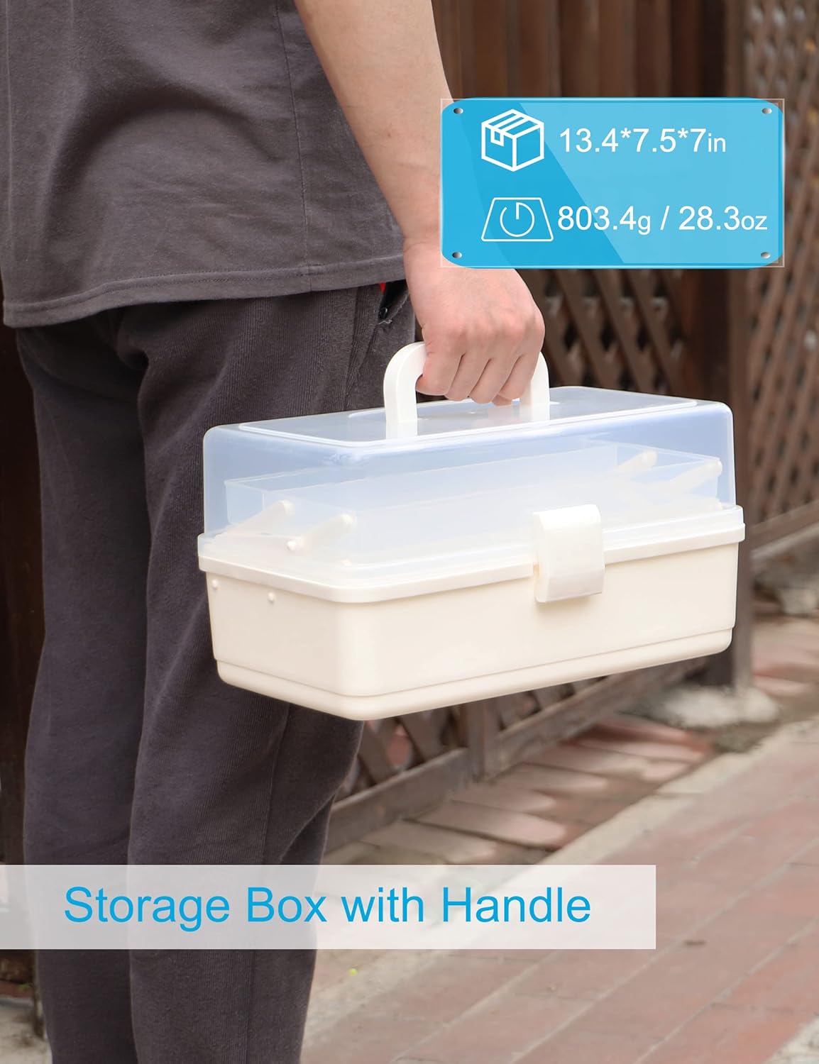 Craft Art Organizer - 3 Layer Storage Box, White, Tackle, Sewing, Hair Supply, Medication, Plastic Tool Box - Image 2