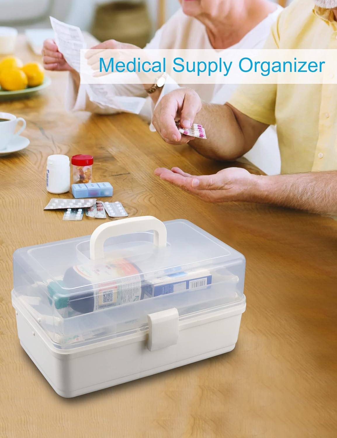 Craft Art Organizer - 3 Layer Storage Box, White, Tackle, Sewing, Hair Supply, Medication, Plastic Tool Box - Image 4