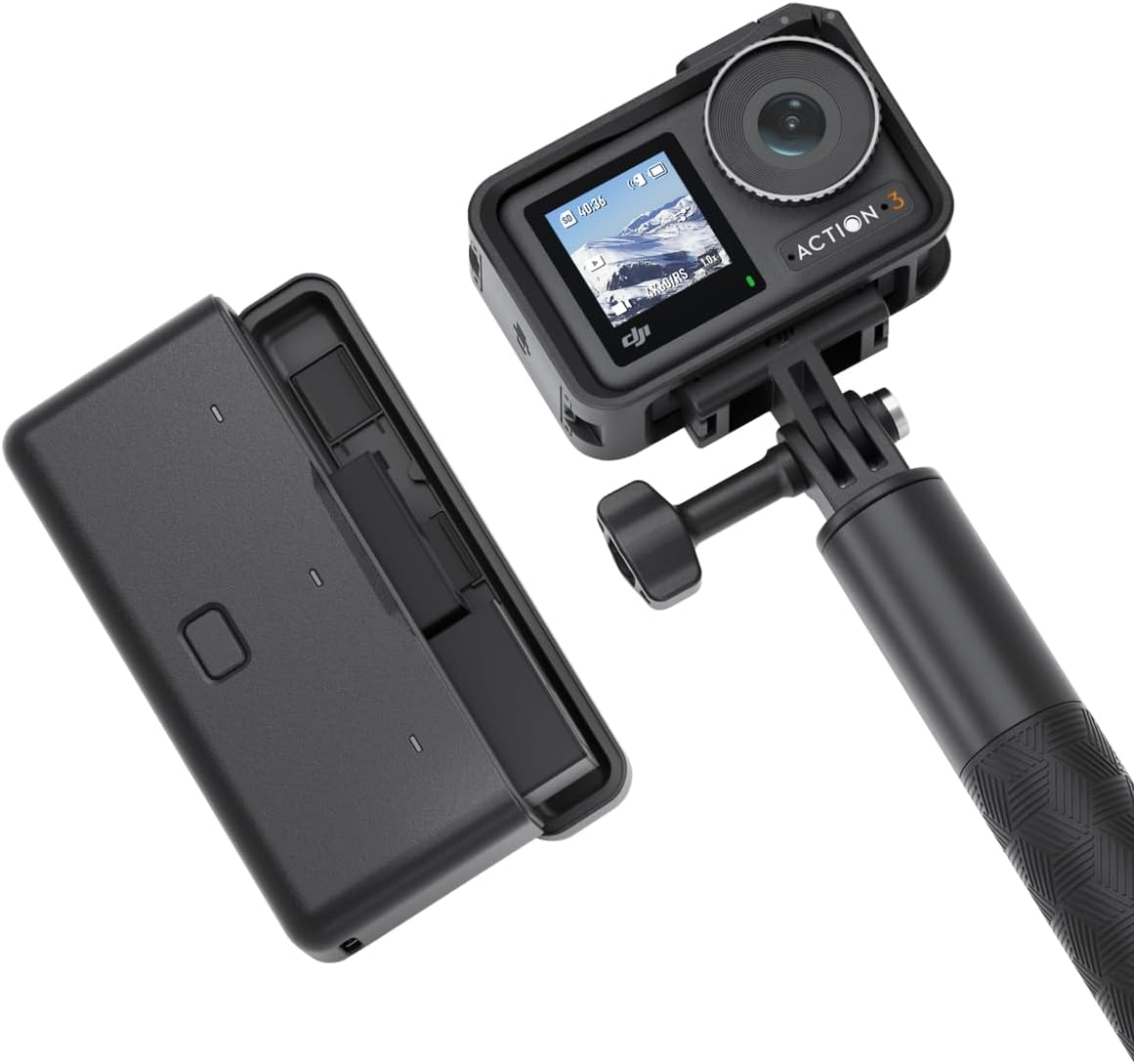 DJI Osmo Action 3 Adventure Combo, Waterproof Action Camera with 4K HDR, 10-Bit Color Depth, HorizonSteady, Cold Resistant & Long-Lasting, Extension Rod, Vlogging Camera for YouTube