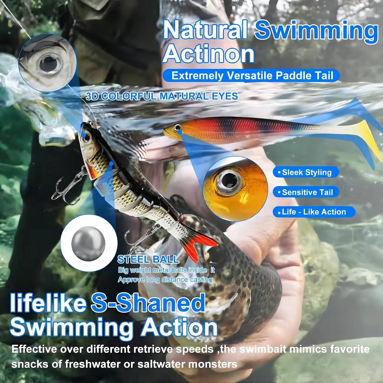 Fishing Lures Tackle Box Bass Kit, Including Animated Lure,Crankbaits,Spinnerbaits,Soft Plastic Worms, Topwater Lures,Hooks,Saltwater & Freshwater Fishing Gear for Bass,Trout, Salmon. - Image 2