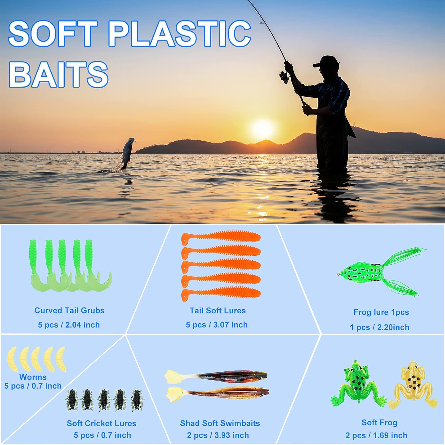 Fishing Lures Tackle Box Bass Kit, Including Animated Lure,Crankbaits,Spinnerbaits,Soft Plastic Worms, Topwater Lures,Hooks,Saltwater & Freshwater Fishing Gear for Bass,Trout, Salmon. - Image 4