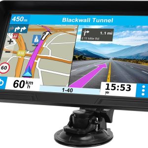 GPS Navigator for Car Truck RV, 9 inch Touch Screen Latest 2025 Map, Real Voice Spoken Turn-by-Turn Direction Reminding Navigation System for Cars, Vehicle GPS with Speed and Red Light Warning (Black)