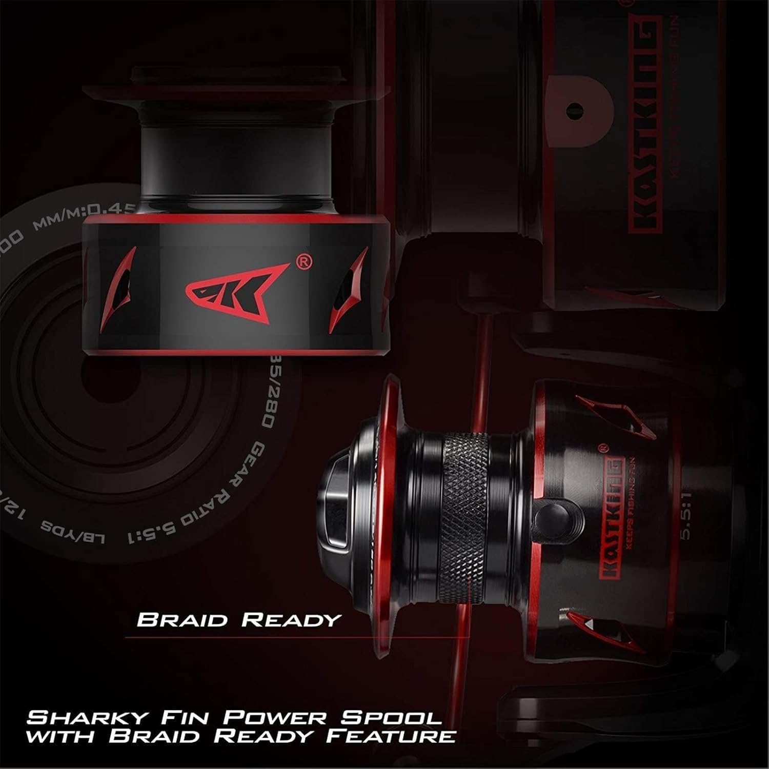 KastKing Sharky Baitfeeder III Spinning Reel 10+1 Shielded Stainless Steel BB - Carbon Fiber Drag for Live Liner Bait Fishing Action - Image 2