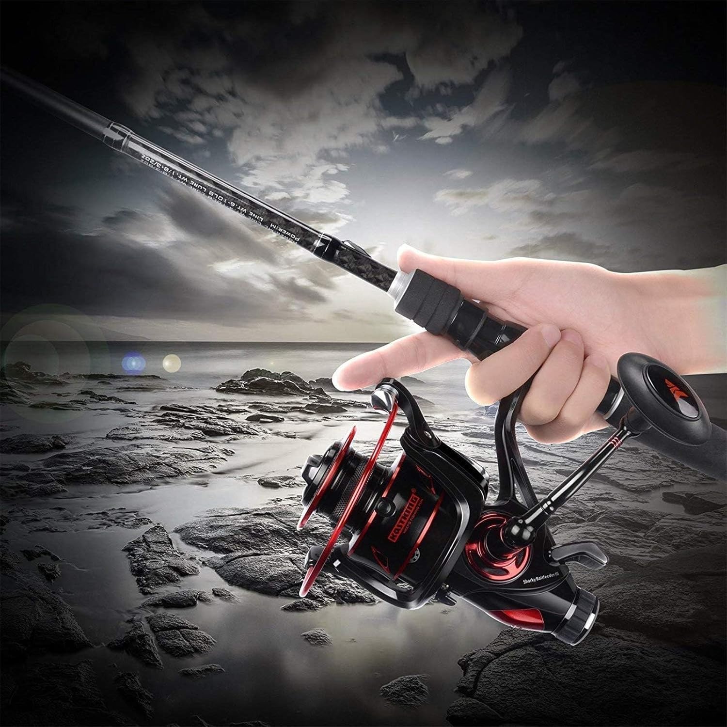 KastKing Sharky Baitfeeder III Spinning Reel 10+1 Shielded Stainless Steel BB - Carbon Fiber Drag for Live Liner Bait Fishing Action - Image 4
