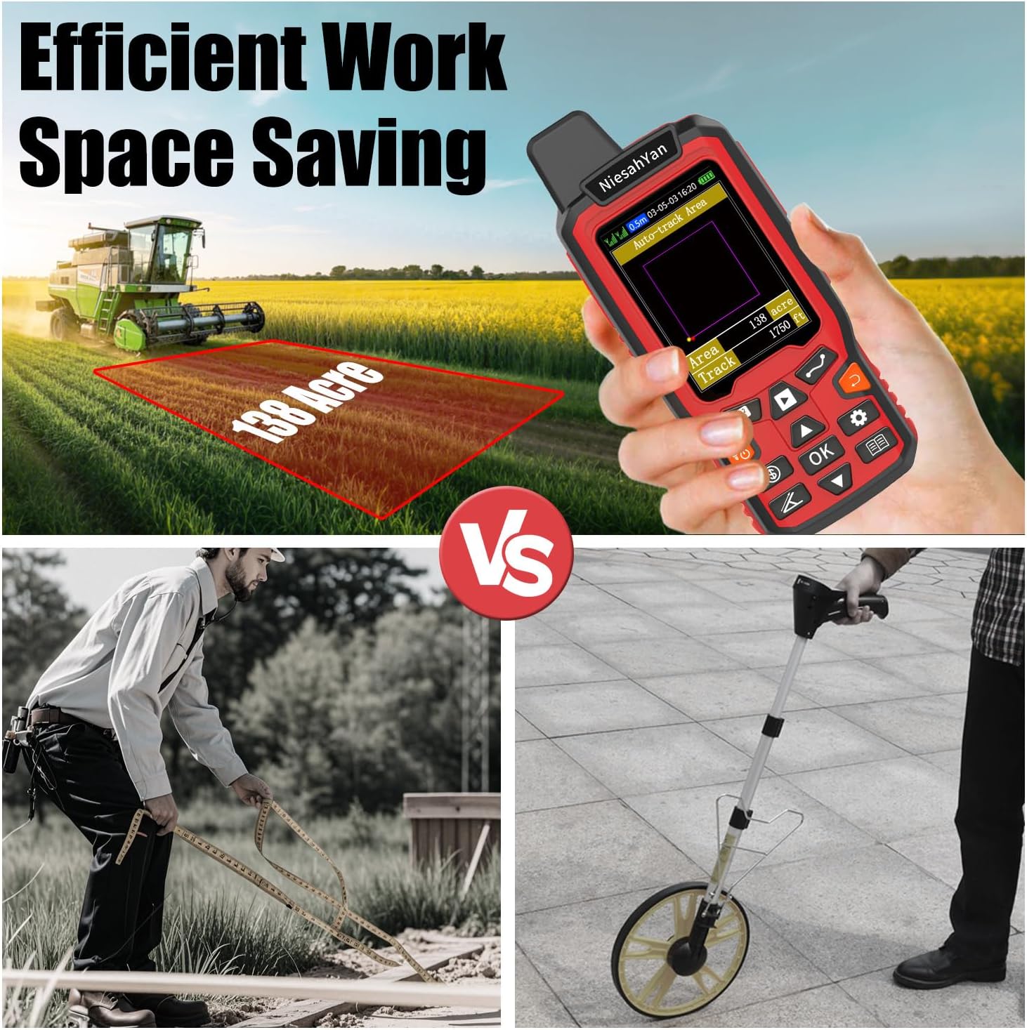 ZL180 Handheld GPS for Surveying, High Precision Rugged Land Surveying Equipment for Ranches, Garden, Farmland and Parking Area Distance Measurement - Image 4